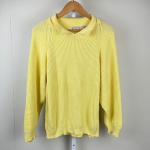 Vintage 80s Brookline Womens‎ Yellow Pullover Sweater Chunky Knit Small
